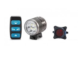 Zestaw lampek rowerowych 4xCREE 3000LM / 9xLED 50LM na pilot